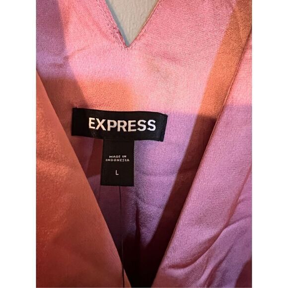 Express Size S Semi Formal Satin Jumpsuit Blush Pink Bow Tie Back Feminine New - Picture 12 of 15